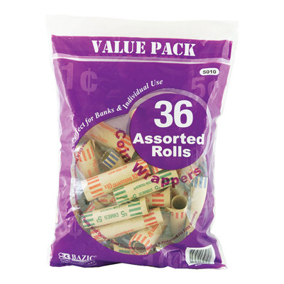 36 Ct Coin Wrappers Bazic Denomination Assorted
