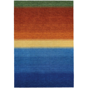 Cora Ocean Sunset Hand-Woven Blue/Burnt Orange Area Rug