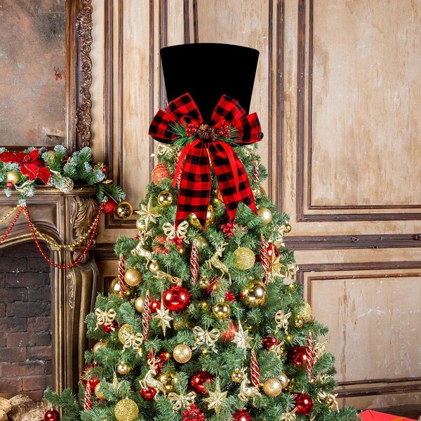 Red Christmas Tree Top Star Topper Glitter finish 20cm 