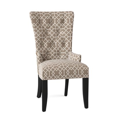 Tufted Upholstered Arm Chair Hekman Body Fabric: 2365-073, Leg Color: Black Satin, Nailhead Color: Dark Nickel