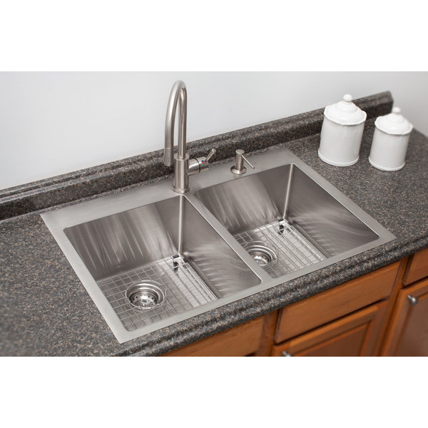 Franke Vector Stainless Steel 34" L x 23" W Double Basin ...