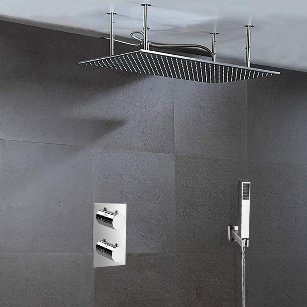 Fontanashowers Genoa Thermostatic Ceiling Mount Rain Fall Led