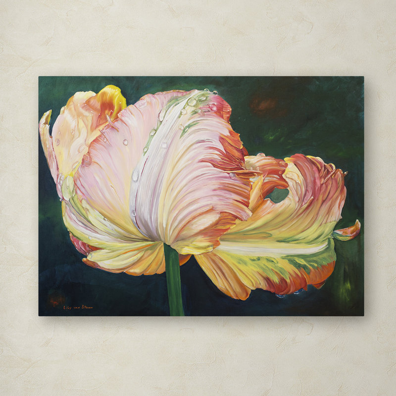 Trademark Art A Flaming Parrot Tulip Painting Print On Wrapped