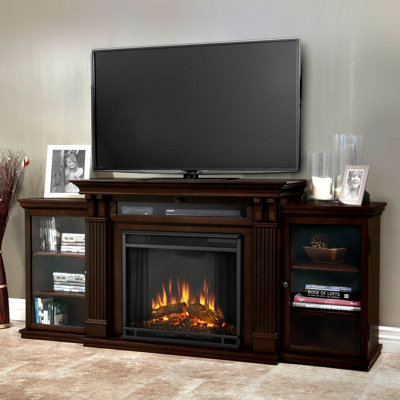 Cali Tv Stand With Fireplace Real Flame Color Dark Walnut