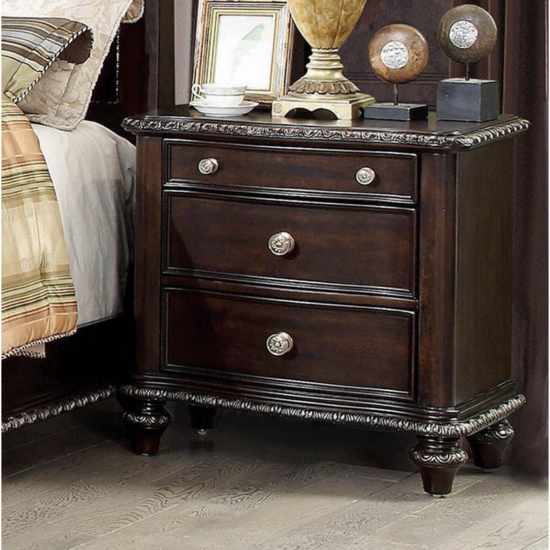Astoria Grand Titus 3 Drawer Nightstand In Espresso Wayfair