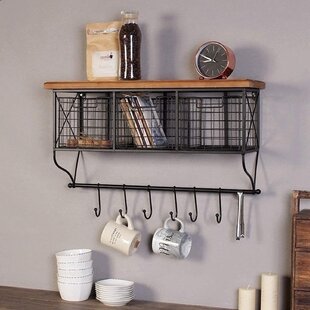 Solid Wood Measuring Cup Or Spoon Storage Hanging Rack With four Hooks Steel Hangers Inches With Solid Wooden Back Reads Measure