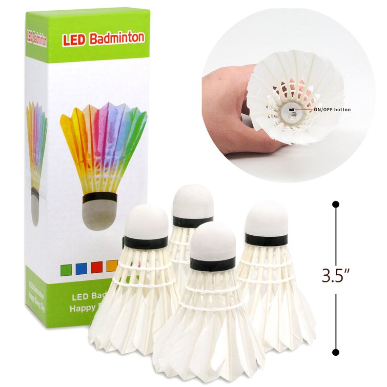 4pc/SET Colorful LED Shuttle Badminton Shuttlecock Ball In Feather Glow Night