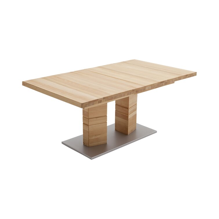 gracie oaks extendable solid wood dining table