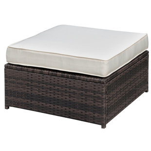 Go to store & view more images Hinson Wicker Outdoor Ottoman with Cushion by Rosecliff Heights