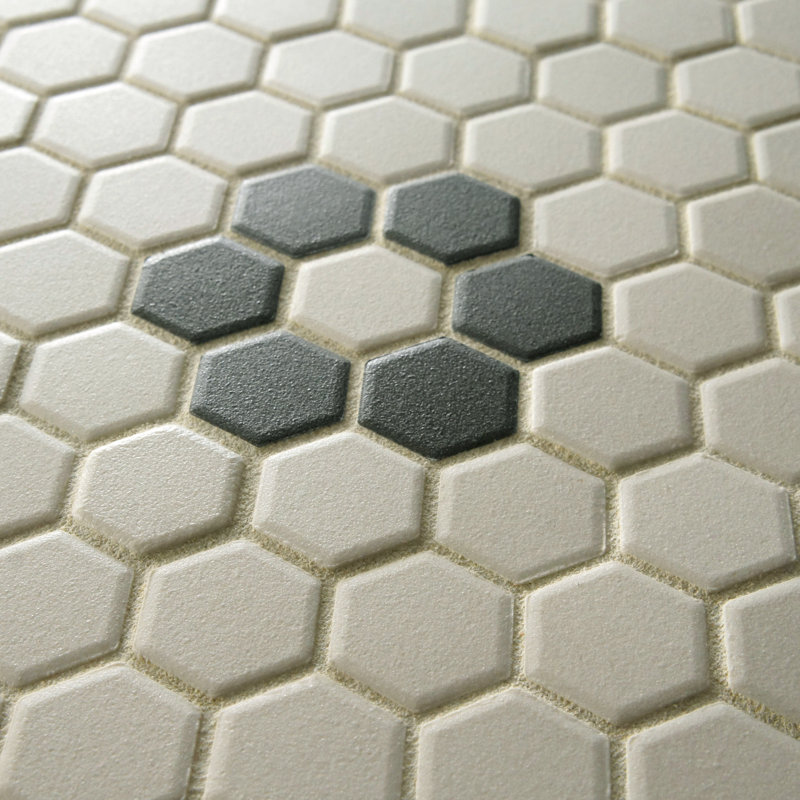 Elitetile New York Hexagon 0 875 X Porcelain Unglazed Mosaic New York Hexagon 0 875 X Porcelain Unglazed Mosaic Tile In Textured Black