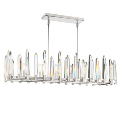 Watson 6 Light Polished Nickel Linear Chandelier Crystorama