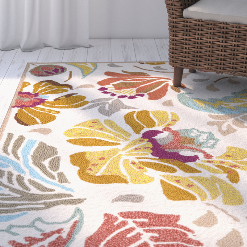 Winston Porter Doyle Floral Handmade Looped Hooked Yellow Area Rug Reviews Wayfair