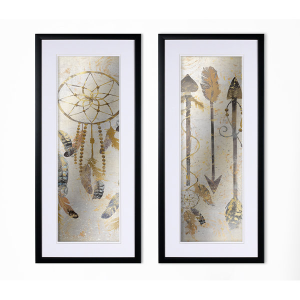 Bungalow Rose Tribal Dreamcatcher 2 Piece Framed Acrylic