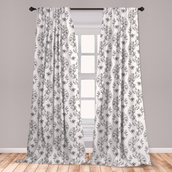 East Urban Home Ambesonne Black And White Curtains Scroll And