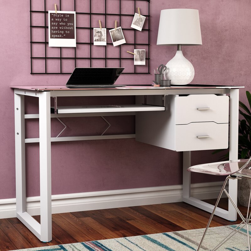 Ebern Designs Ailey Glass Computer Desk Reviews Wayfair