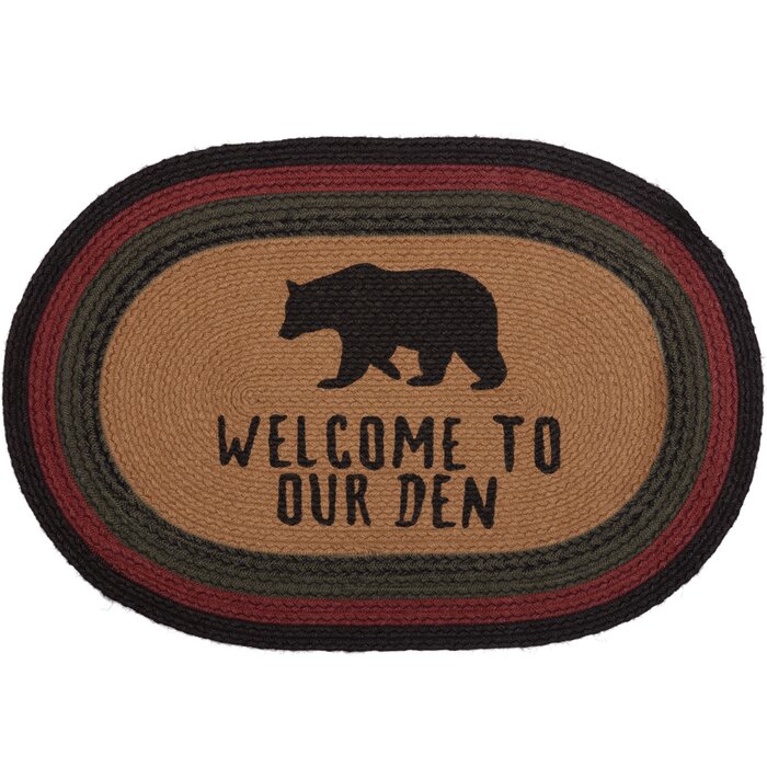 Loon Peak Dubay Stenciled Bear Jute Oval Welcome To Our Den