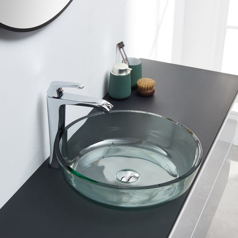 Kalyste Green White Glass Handmade Circular Vessel Bathroom Sink Wayfair