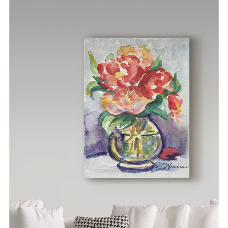 Trademark Art Roses In Glass Bowl Acrylic Painting Print On