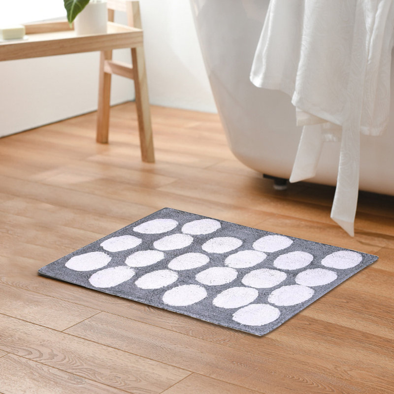 Ebern Designs Miramar Rectangle 100 Cotton Non Slip Polka Dots Bath Rug Wayfair