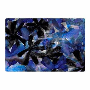 Ebi Emporium Snowy Stars 4 Painting Blue/Black Area Rug