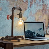 Vintage Industrial Water Pipes Robot Table lamp Creative Metal lampshade Steampunk Desktop Light