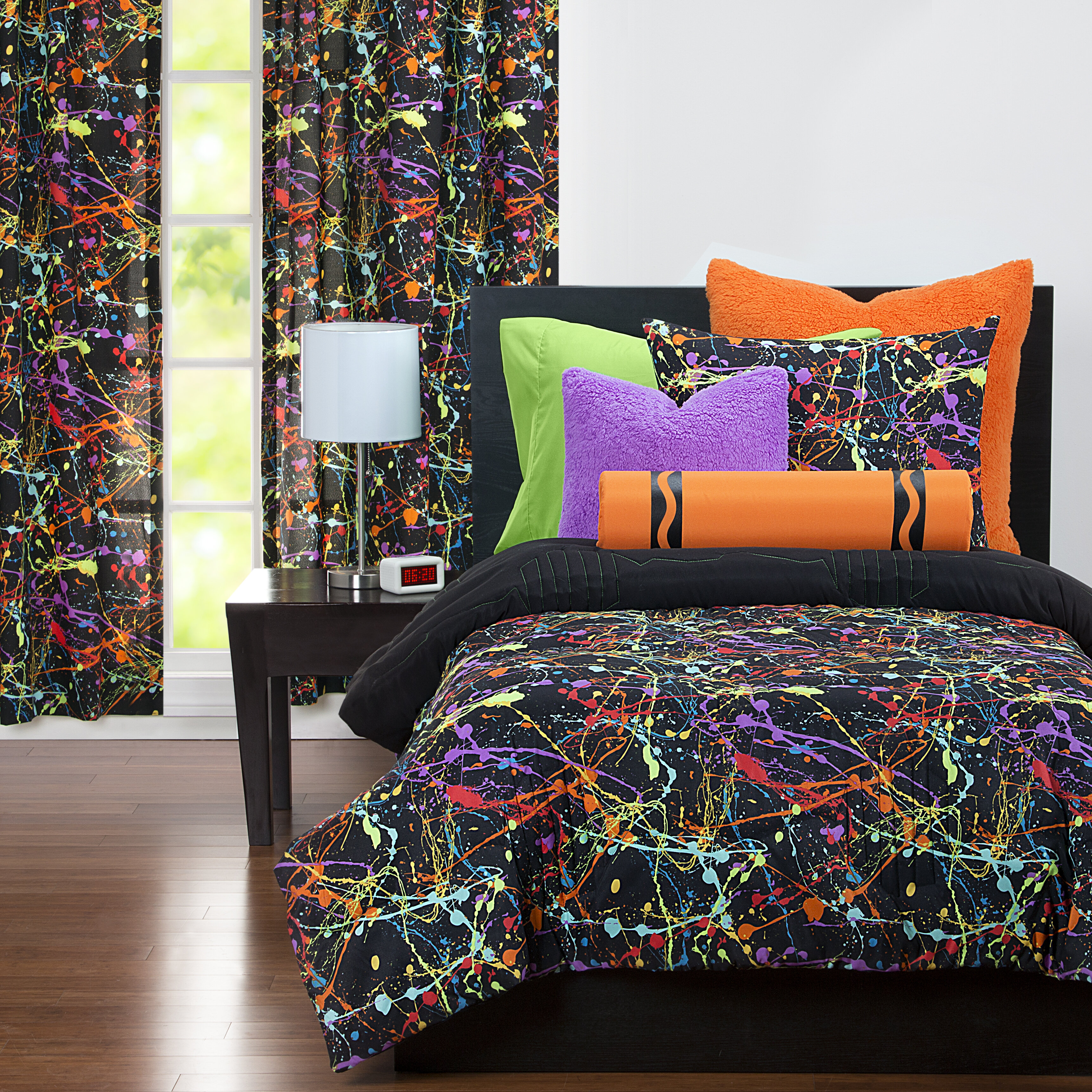 Crayola Neon Splat Reversible Abstract 3 Piece Comforter Set Reviews Wayfair