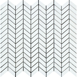 European Thassos Chevron Honed 12.4" x 11.5" Marble Mosaic Tile by