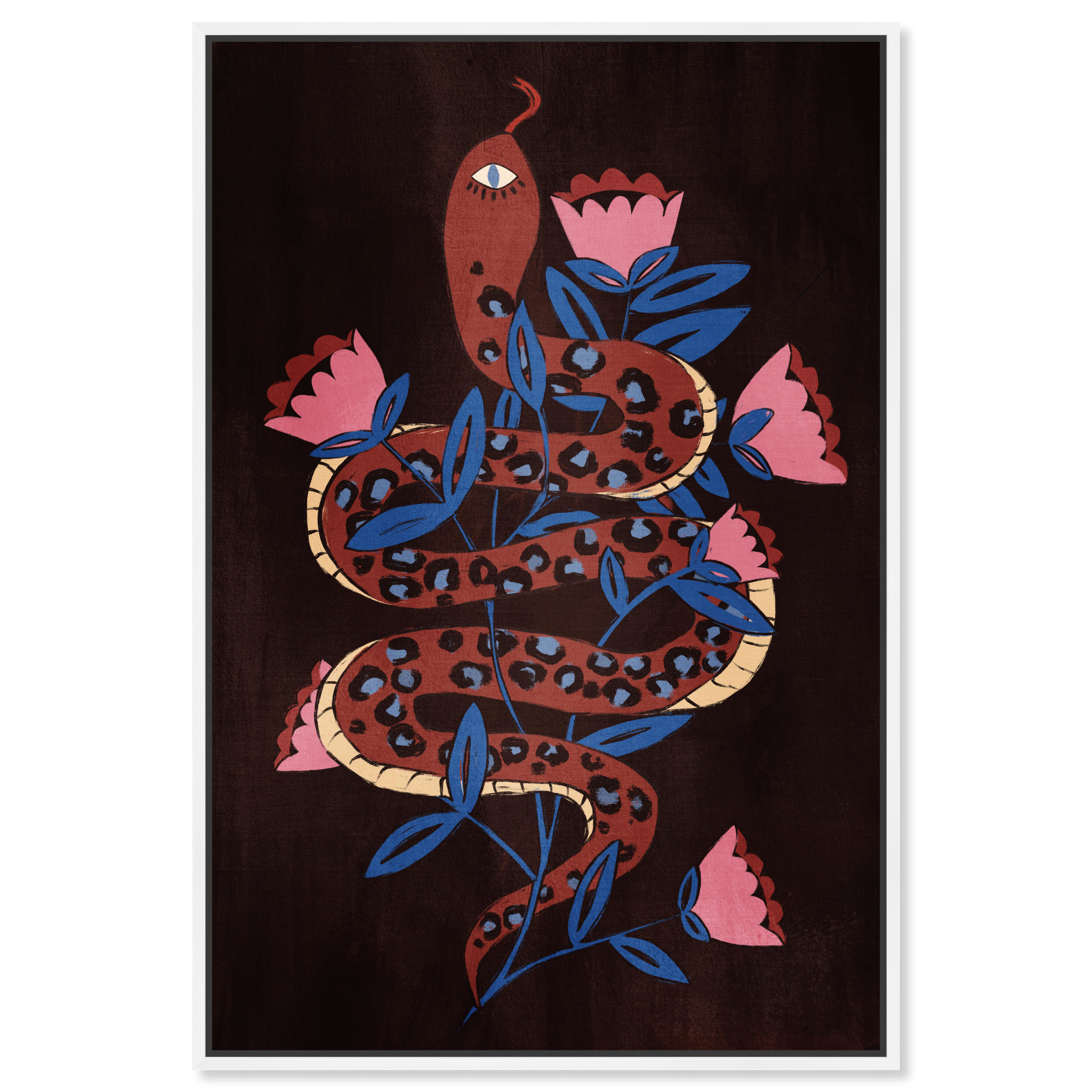 Bungalow Rose Snake Entangled in Flowers by Oliver Gal - Floater Frame ...