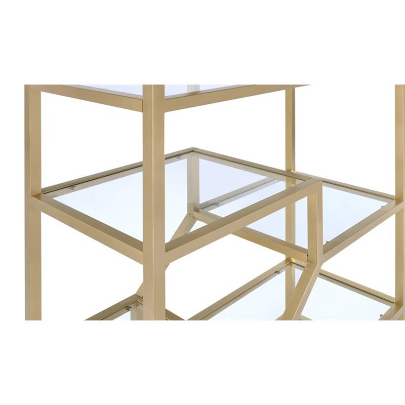 Everly Quinn Burkhalter Metal Frame And Glass Shelf Etagere Bookcase Wayfair