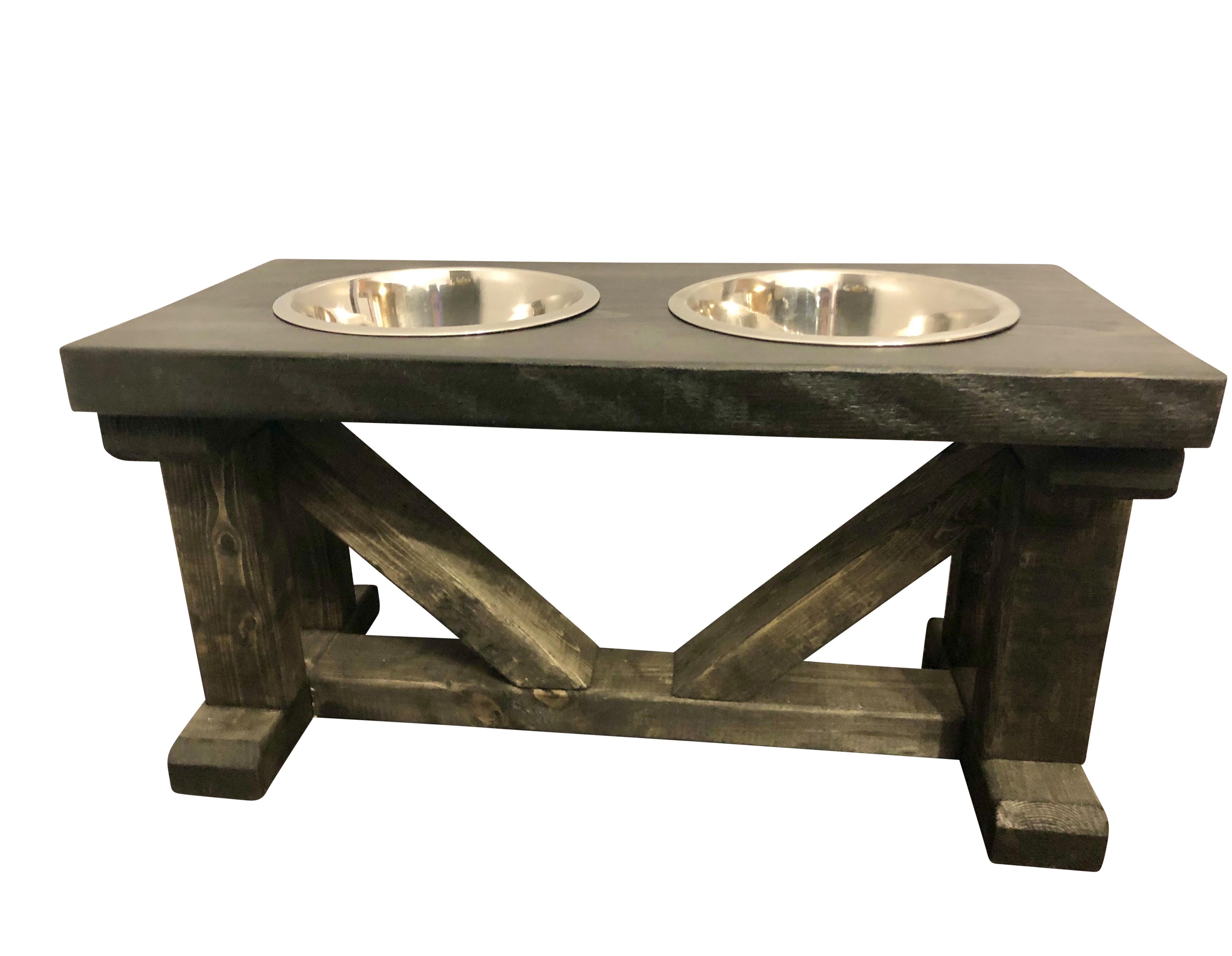 metal raised dog feeder