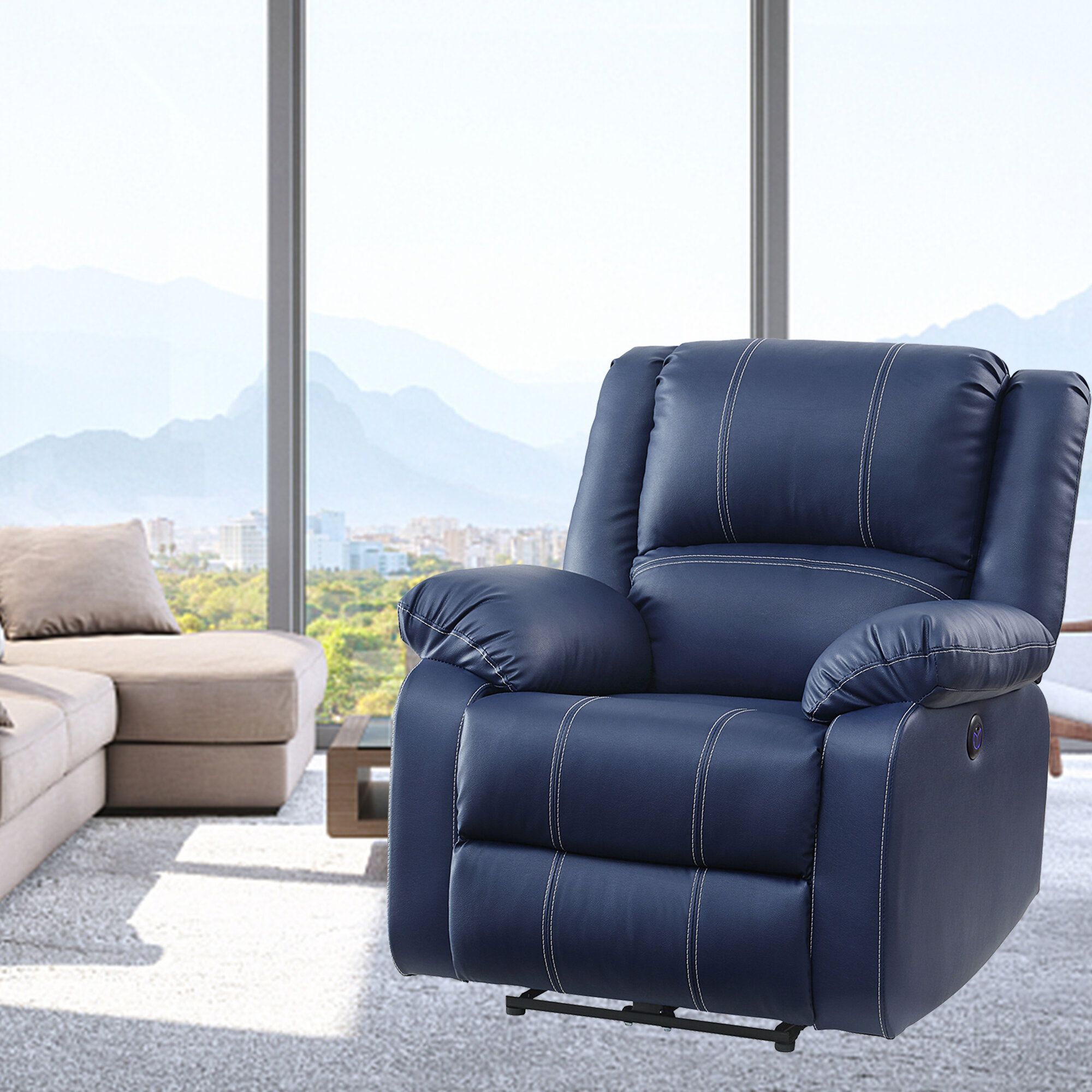 Details about   Black PU Leather Recliner for Living Room Bedroom Home Theater 