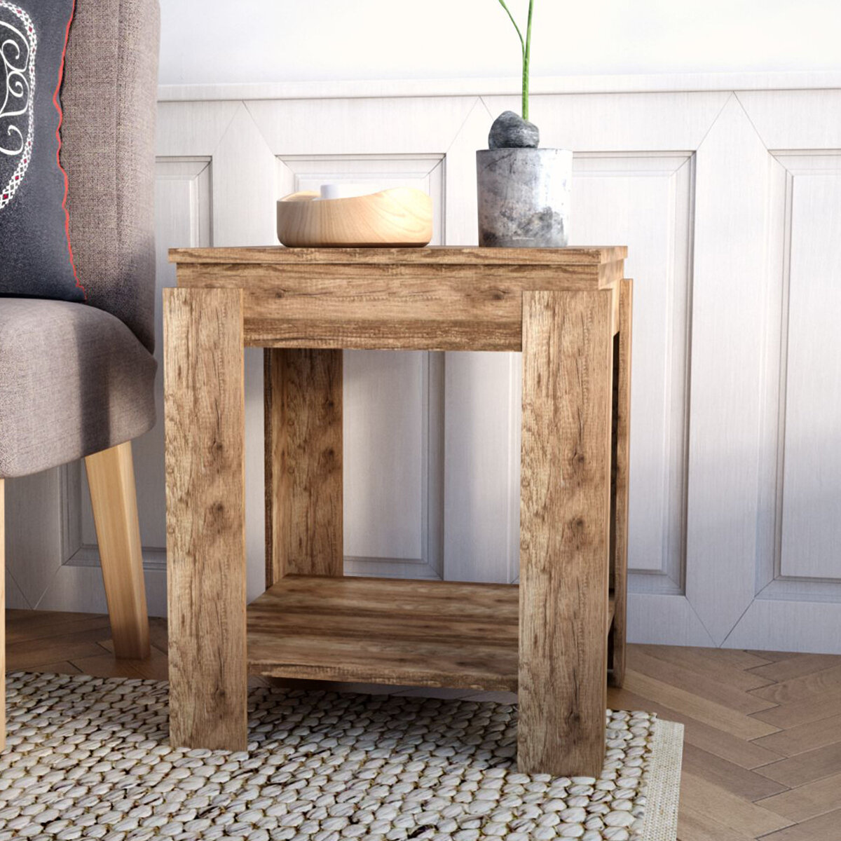 sudbury solid wood end table with storage