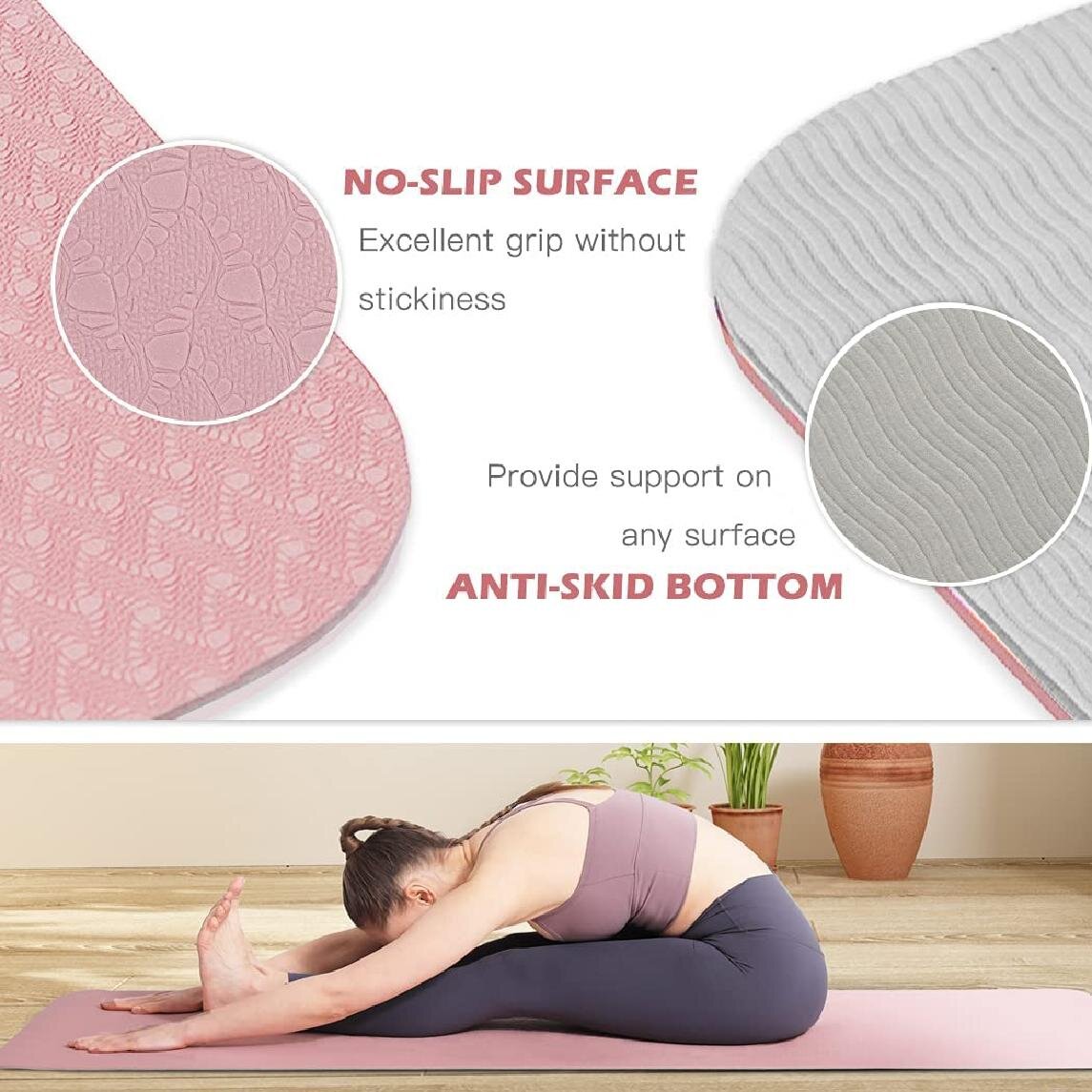 Yoga Mat TPE Material Non Slip And Anti Moist Surface Fitness Exercise Equipment 