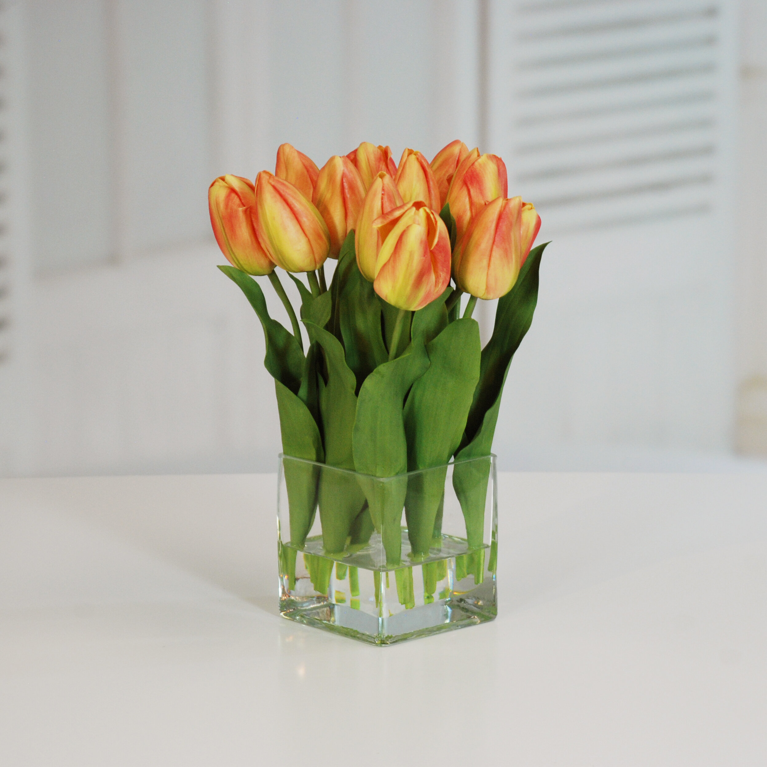 Ebern Designs Tulip Floral Arrangement in Vase & Reviews | Wayfair