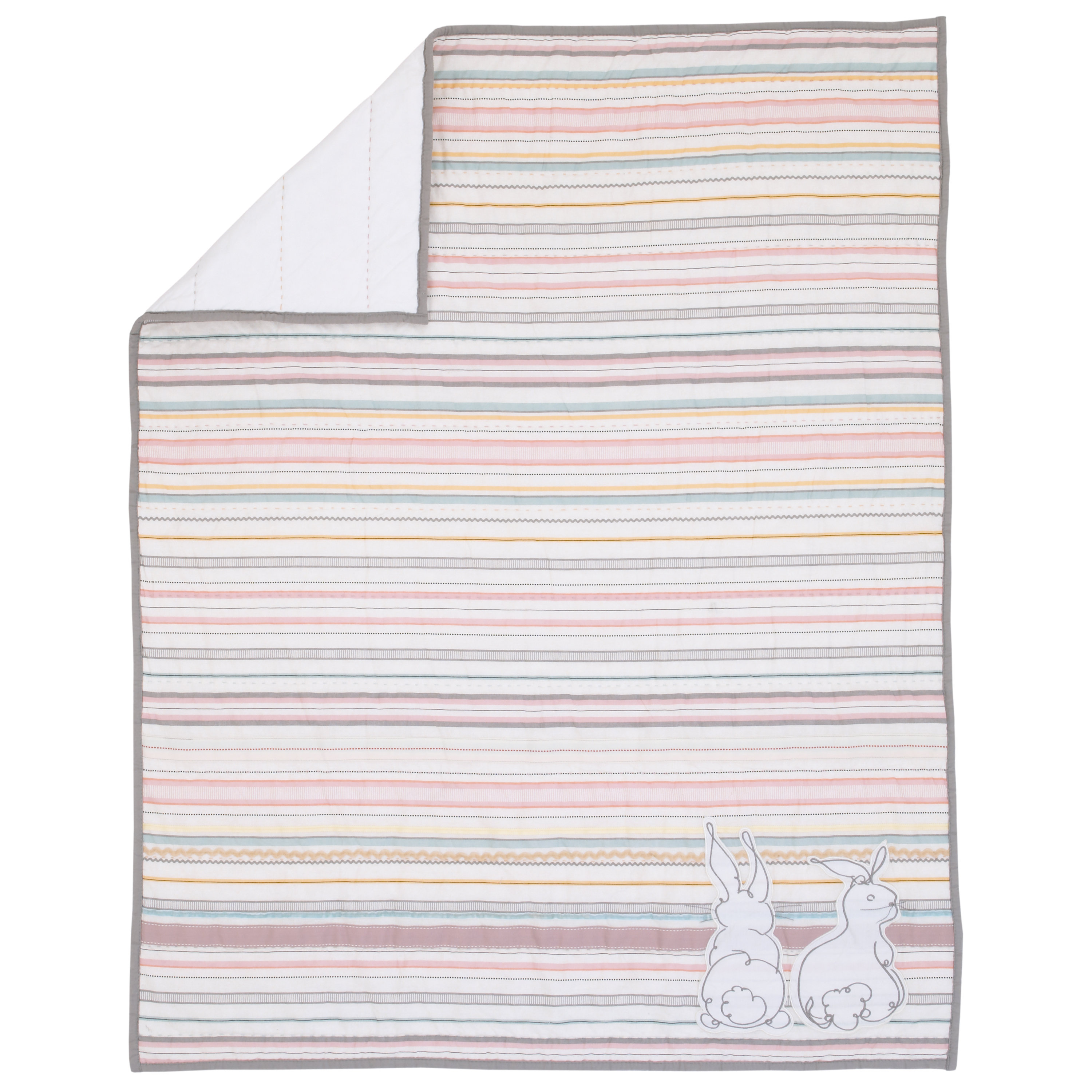 Ed Ellen Degeneres Cotton Tail Ribbon Stripe Nursery Crib Quilt