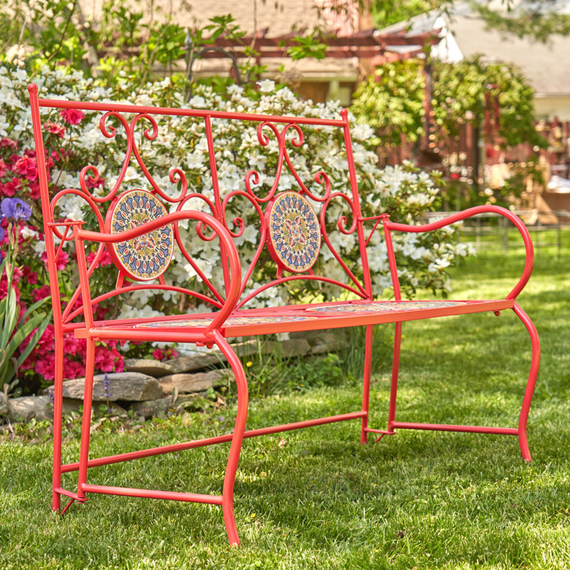 Bloomsbury Market Anibella Paris Ii Mosaic Powder Coated Iron Park Bench Wayfair