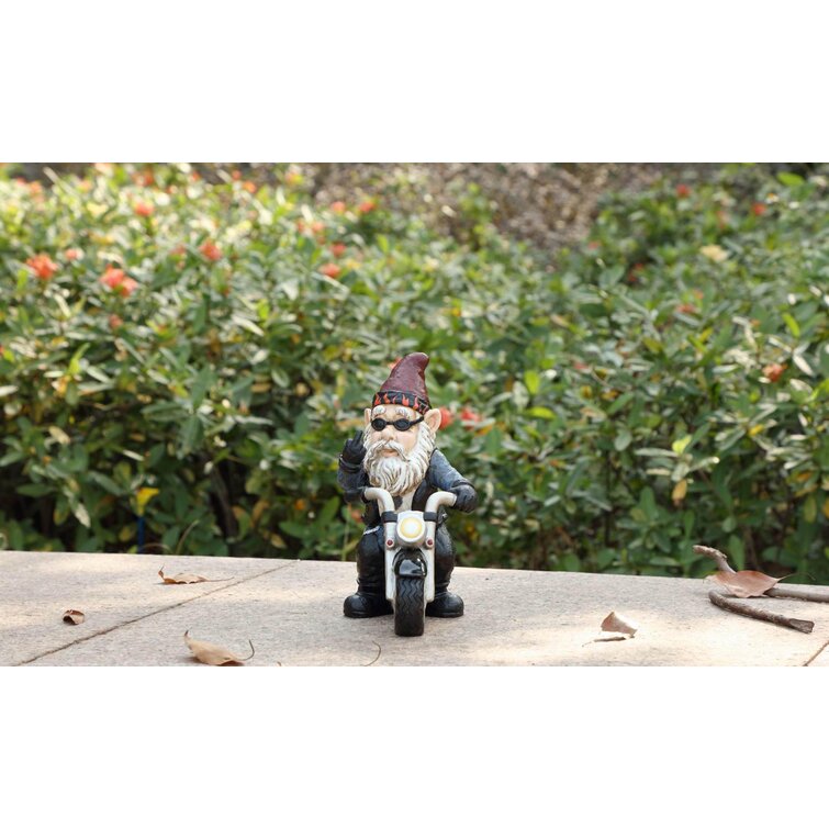 Gnome with Flowers Riding Bike Wine Bottle Holder