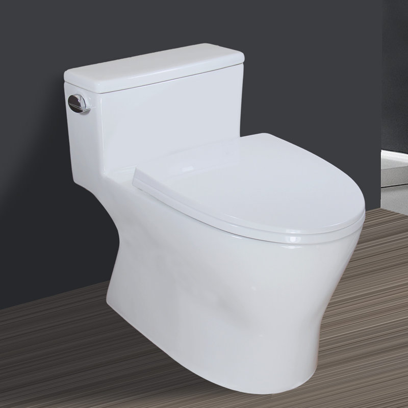 Winzo 1 28 Gpf Water Efficient Elongated One Piece Toilet Seat Included Wayfair