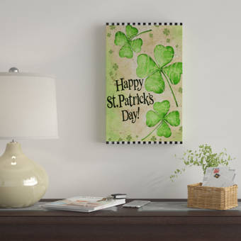 Winston Porter St Patricks Day Clover Acrylic Painting Print On Wrapped Canvas Wayfair