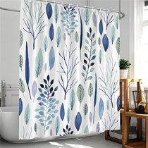 Evergreen Palm Leaves Waterproof Fabric Home Decor Shower Curtain Bathroom Mat 