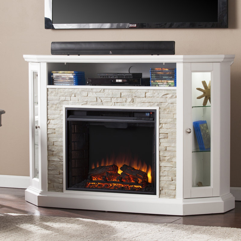 Darby Home Co Abernathy Tv Stand For Tvs Up To 58 With Electric Fireplace Included Reviews Wayfair