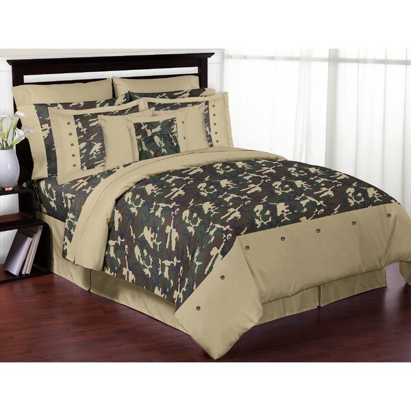 Twin Bed Sheet Set Sweet Jojo Design Camo Green Camouflage Boy Kid Teen Bedding 