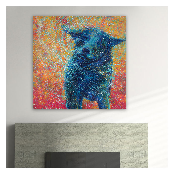 East Urban Home Big Dog Shake Painting Print On Wrapped Canvas