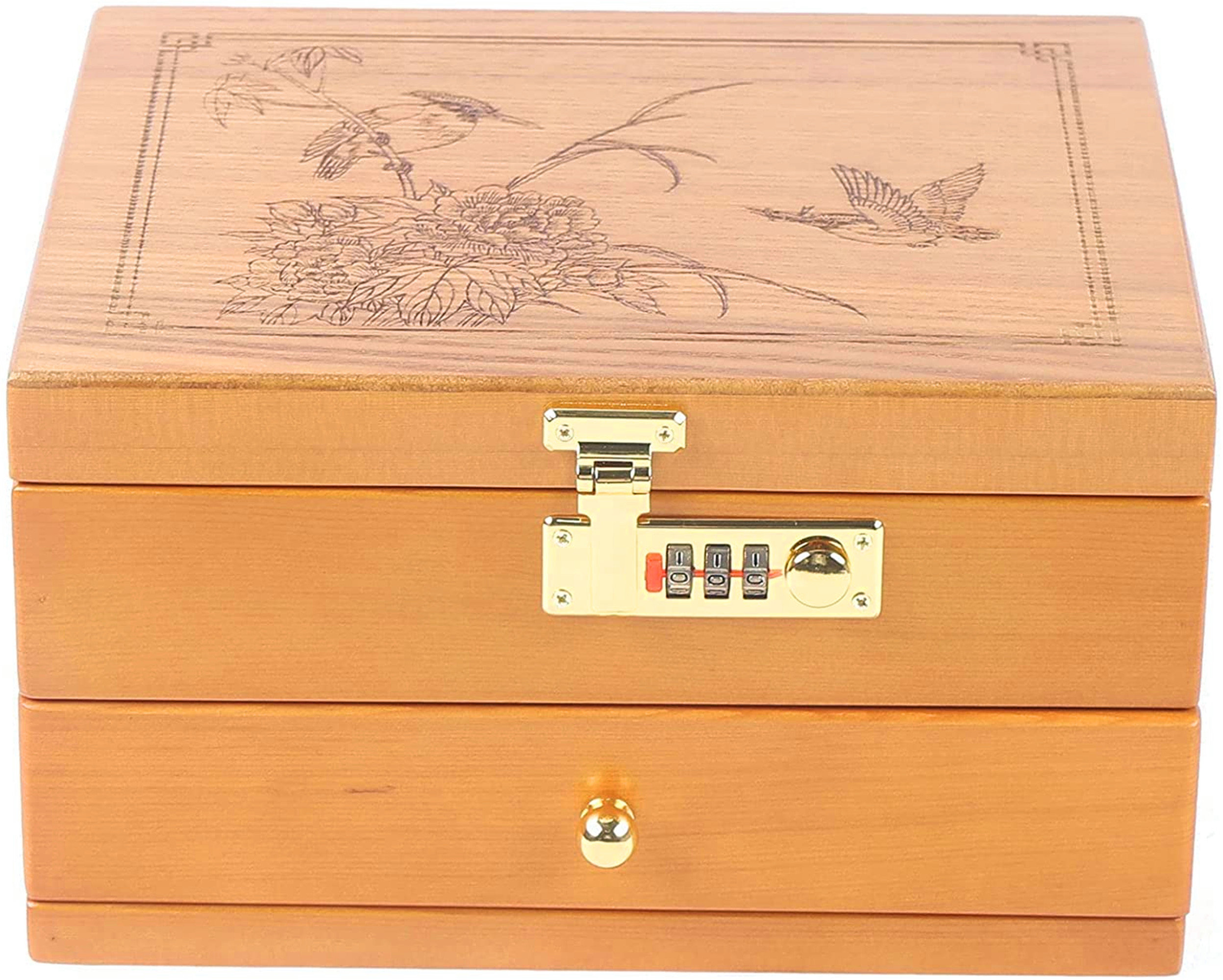 wooden ring box with light