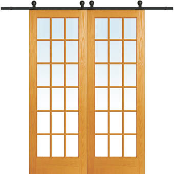 Verona Home Design 18 Lite Bent Strap Glass Barn Door With