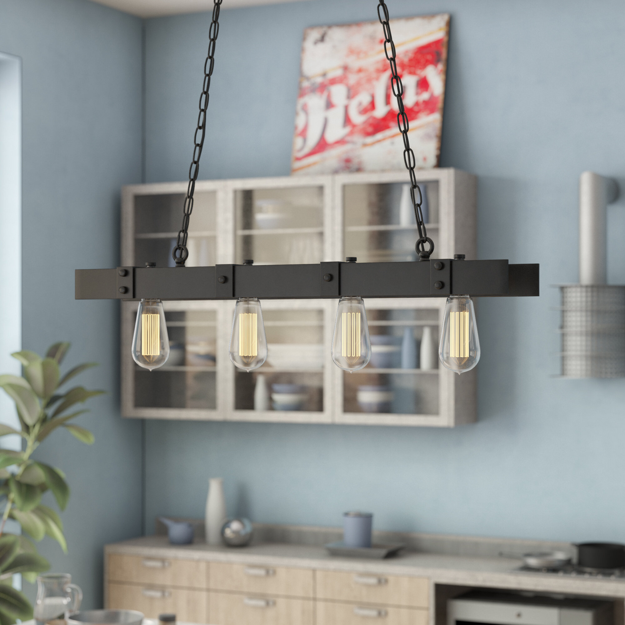 light kitchen island linear pendant williston forge