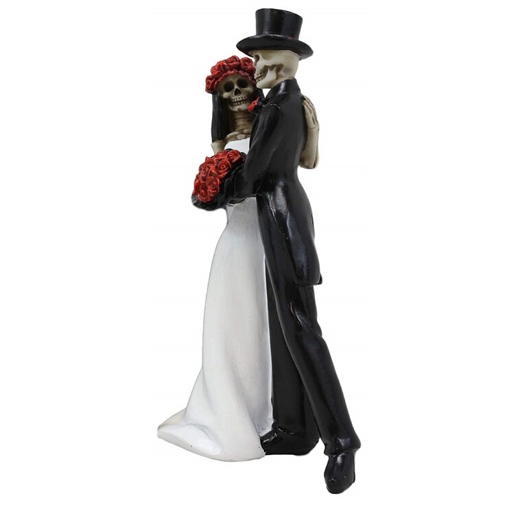 9 in Day of The Dead Bride and Groom Wedding Ceremony Skeleton Figurine Skull 