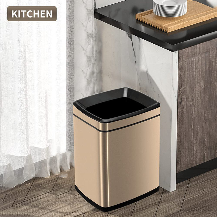 koent Stainless Steel Rectangular Trash Can, Living Room ...