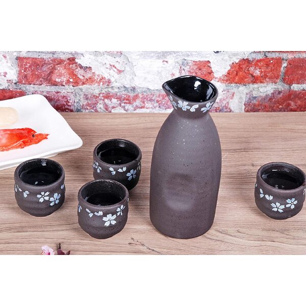 Japanese Ceramic Wine Glasses Set with Warmer and Tray Best Gift for Family and Friends 9-Piece Sake Set Traditional Porcelain Pottery Cups