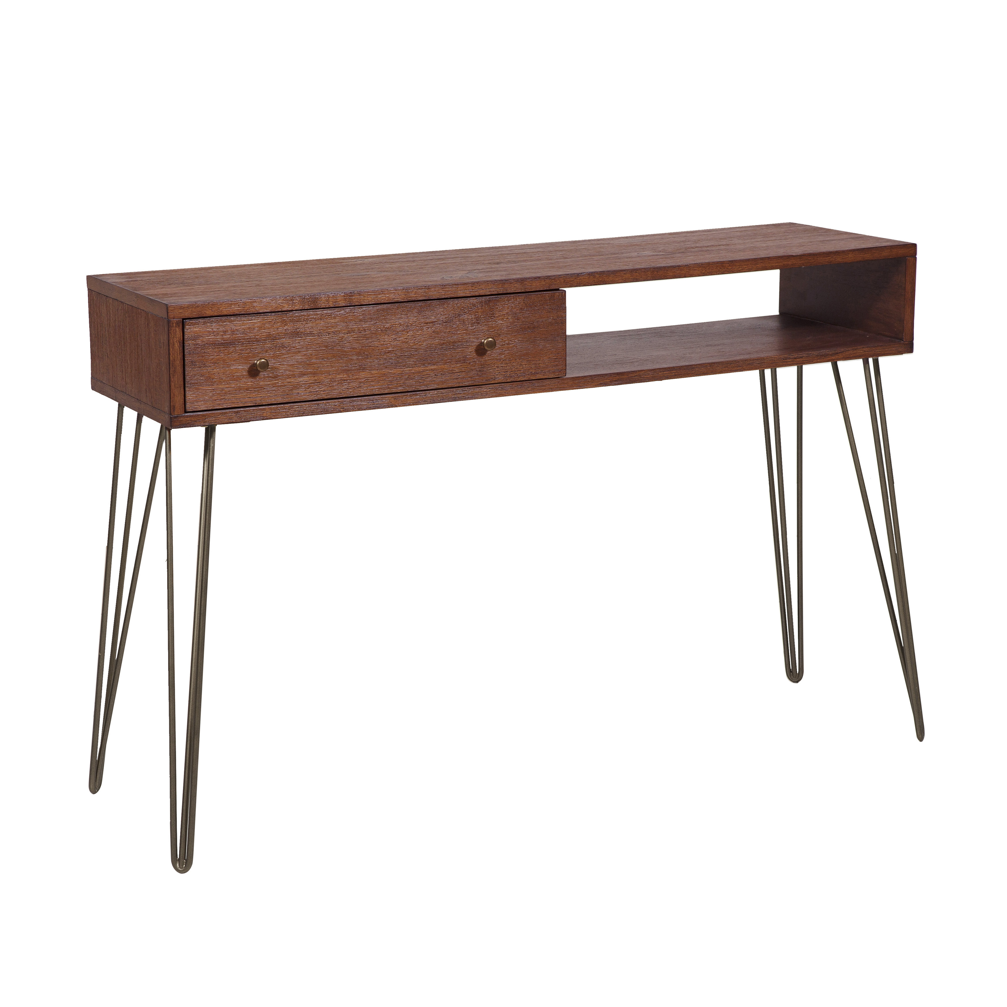 walnut mid century console table